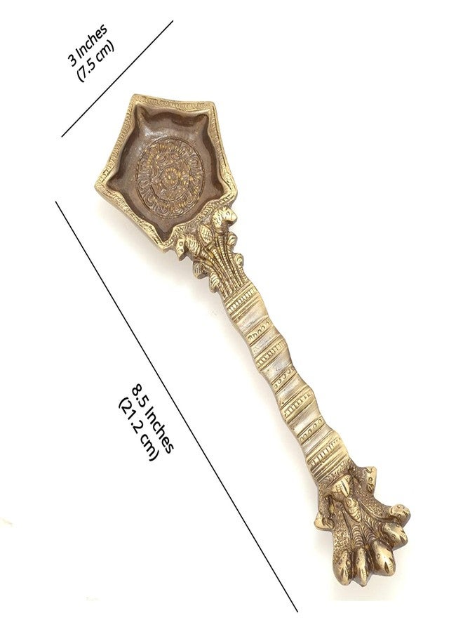 Two Moustaches Brass Panchmukhi Nag Head Pooja Spoon, Havan Spoon, Traditional Brass Pooja Items, Standard, Pack of 1 - Image 4